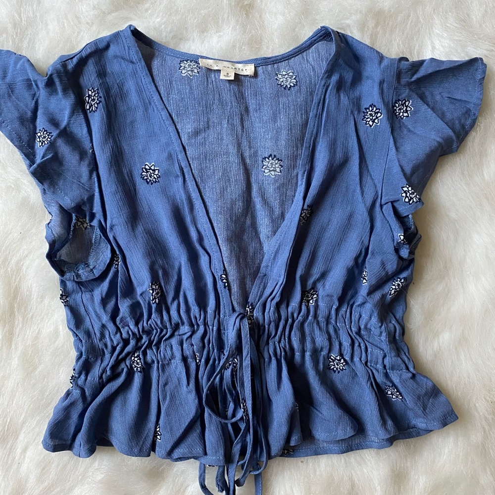blue babydoll tie up top!